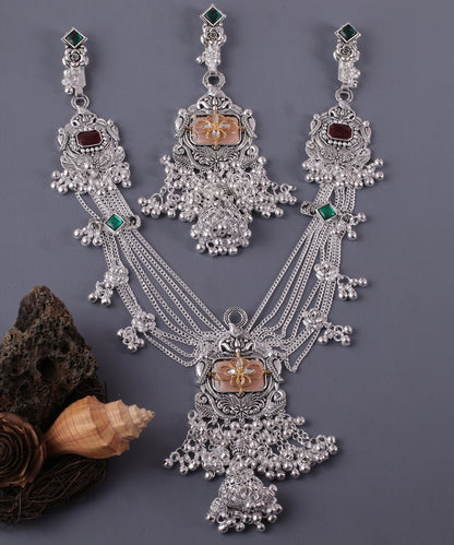 Premium Oxidised Silver Multi-Layer Kamarbandh with Traditional Pendant Design