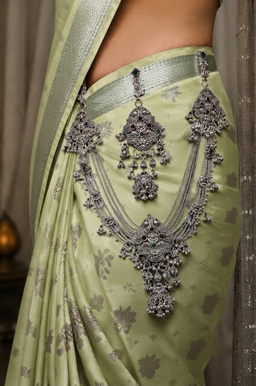 Traditional Oxidized Silver Kamarbandh – Designer Waist Belt Jewellery