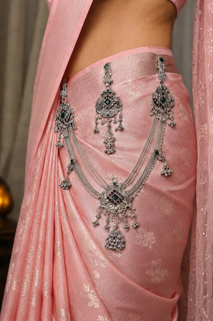 Royal Heritage Oxidized Silver-Finish Kamarbandh & Kamarchhalla Set