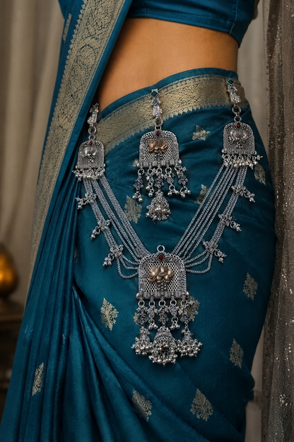 Royal Oxidised Silver Elephant Motif Kamarbandh – Traditional Bridal Waist Belt