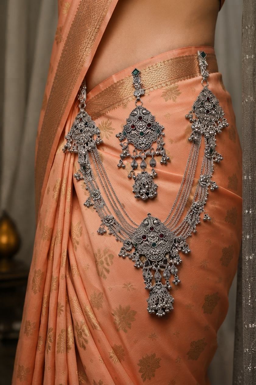 Traditional Oxidized Silver Kamarbandh – Designer Waist Belt Jewellery