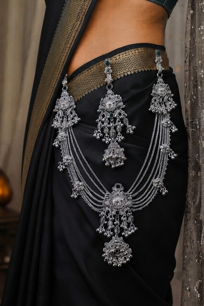 Oxidized Silver Traditional Elephant Motifs Ethnic Kamarbandh / Waist Chain
