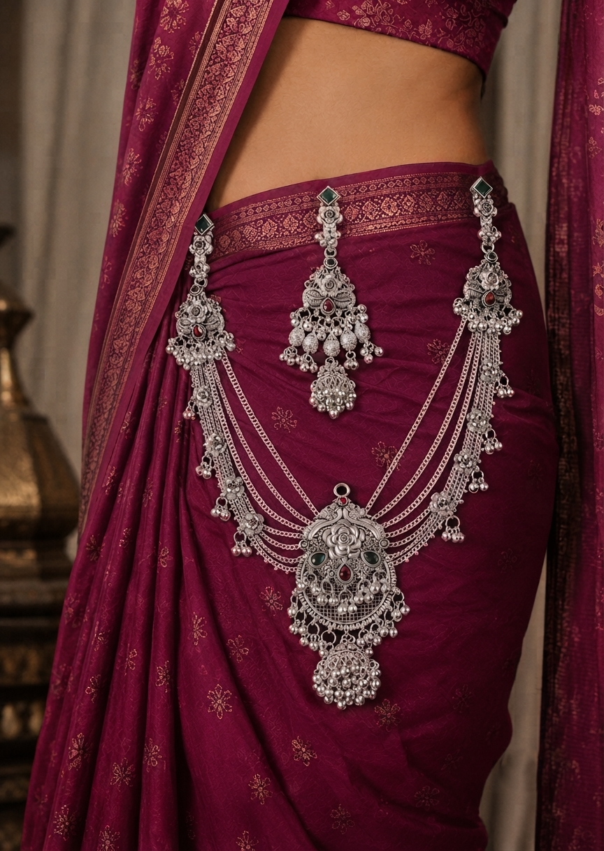 Premium Oxidised Silver Bridal Kamarbandh