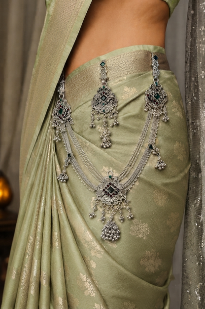 Royal Heritage Oxidized Silver-Finish Kamarbandh & Kamarchhalla Set