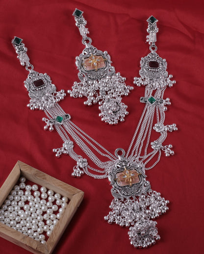 Premium Oxidised Silver Multi-Layer Kamarbandh with Traditional Pendant Design